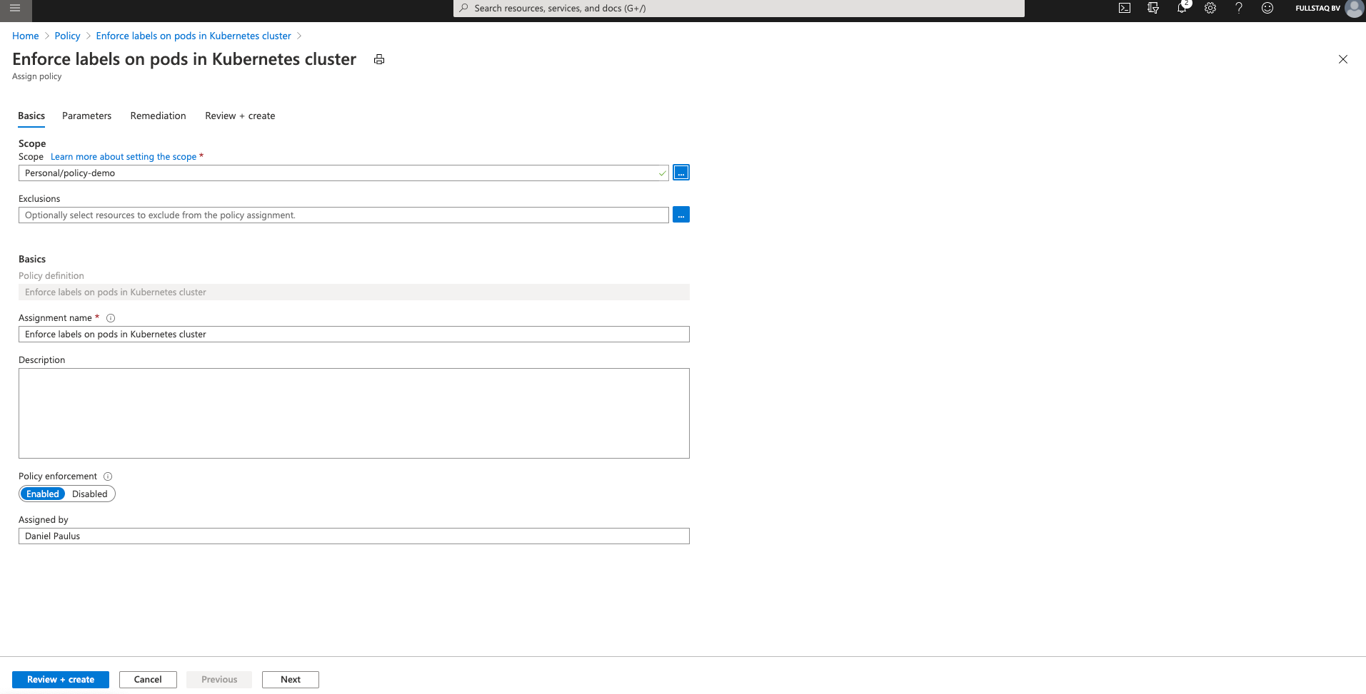 Set required labels in the portal page 1